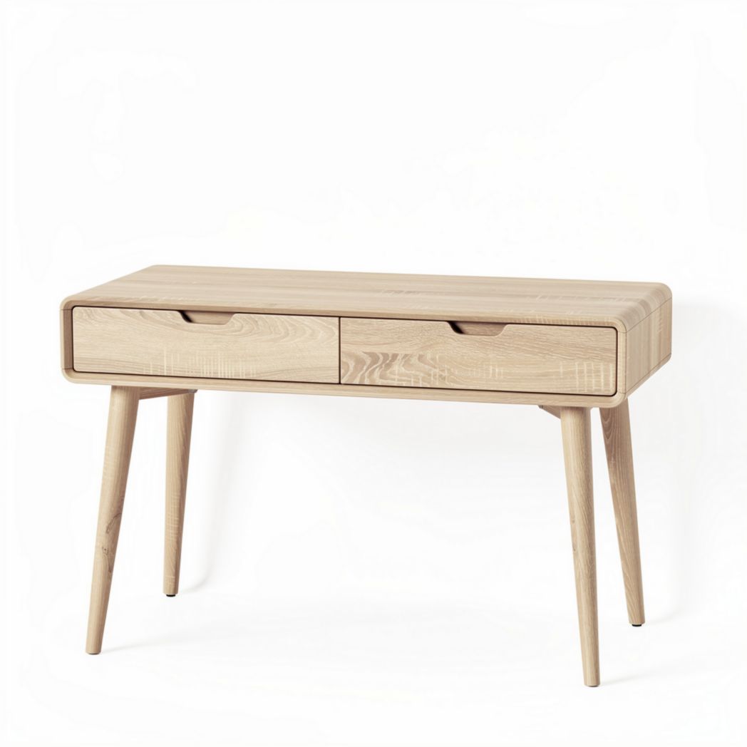 Bureau en bois clair avec deux tiroirs dimensions 120 x 60 x 75cm