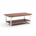 Table basse en bois avec étagère inférieure 120 x 60 x 45cm couleur noisette et blanche