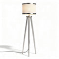 Lampe sur pied en métal argenté avec abat-jour en tissu blanc 30 x 30 x 150cm