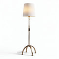 Lampadaire en métal doré avec abat-jour en tissu blanc 30 x 30 x 150 cm
