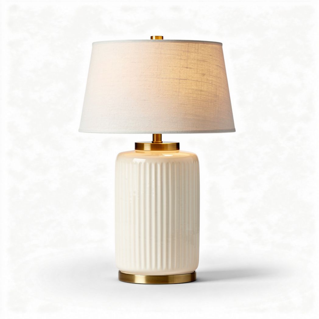 Lampe de table en céramique blanche avec abat-jour en tissu 30 x 20 x 55cm