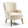 Fauteuil en tissu bouclé couleur écru avec pieds en bois 80 x 75 x 90cm