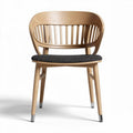 Chaise en bois clair avec assise rembourrée grise 40 x 45 x 80cm