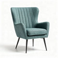 Fauteuil en tissu bleu clair avec structure noire dimensions 80 x 80 x 90cm