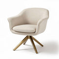 Fauteuil en tissu beige avec pieds en métal doré dimensions 70 x 70 x 75cm