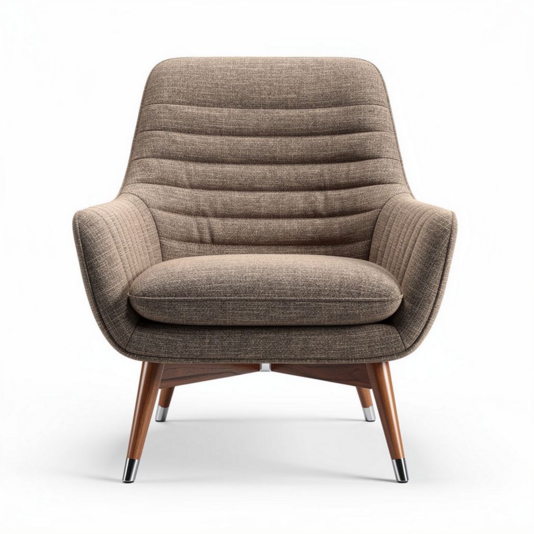 Fauteuil en tissu beige avec pieds en bois dimensions 80 x 85 x 90cm