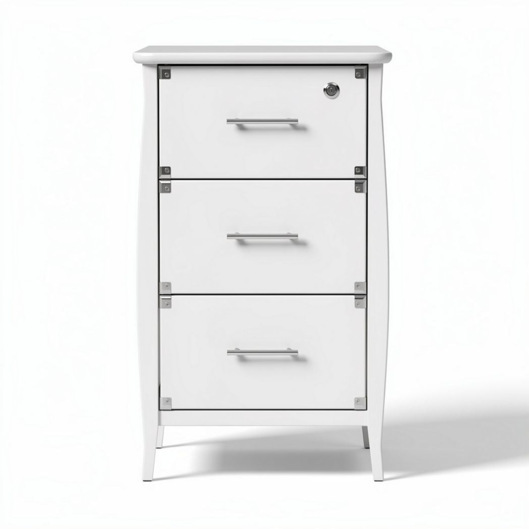 Meuble de rangement blanc avec trois tiroirs en métal 45 x 30 x 80cm